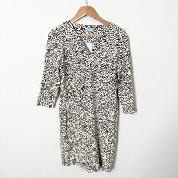 J. McLaughlin Dresses & Skirts - J. McLaughlin Cheetah Brown 3/4 Sleeves Carly Catalina Cloth Dress Size Large